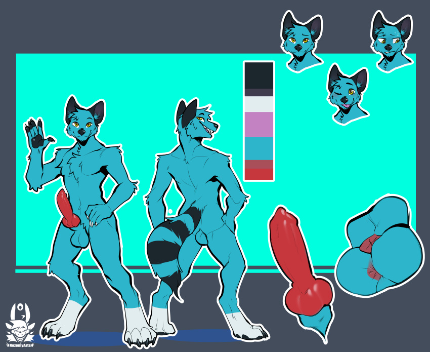 absurd_res animal_genitalia animal_penis anthro canid canine canine_penis fox genitals hi_res leg_markings male mammal markings model_sheet nozomyarts penis sheath socks_(marking) socksthefox_(character) solo striped_markings striped_tail stripes tail tail_markings