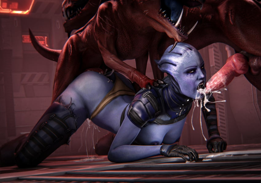 1girls 2animals 3d 3d_(artwork) alien_girl ambiguous_penetration animal_genitalia areolae asari bioware blender blue_body blue_eyes blue_skin breasts canine cg cum cum_drip cum_in_mouth cum_inside cum_leaking cum_on_face erect_nipples erection fellatio female female_focus female_on_feral female_penetrated femsub feral feral_on_female feral_penetrating from_behind knot liara_t'soni mass_effect monster nipples nocturnalone open_mouth oral panties panties_aside penetration penis rape ripped_clothing runny_makeup spread_legs thighs top-down_bottom-up torn_clothes varren video_games zoophilia