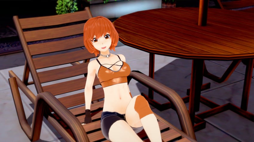 1girls 3d alternate_costume alternate_hairstyle bikini breasts cleavage female female_only fingerless_gloves fire_emblem fire_emblem:_three_houses gloves large_breasts leonie_pinelli looking_at_viewer more_at_source mrqwerty nintendo official_alternate_costume official_alternate_hairstyle orange_bikini orange_eyes orange_hair orange_swimsuit outdoors pool short_hair shorts smile solo swimsuit