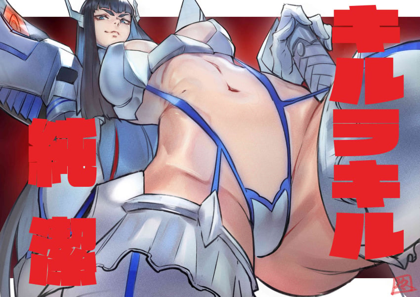 1girls ass athletic athletic_female belly belly_button big_ass big_breasts blue_eyes female female_only femdom juaagacgy junketsu kill_la_kill kiryuuin_satsuki light-skinned_female looking_at_viewer looking_down_at_viewer low-angle_view navel skimpy solo studio_trigger thick_thighs viewed_from_below