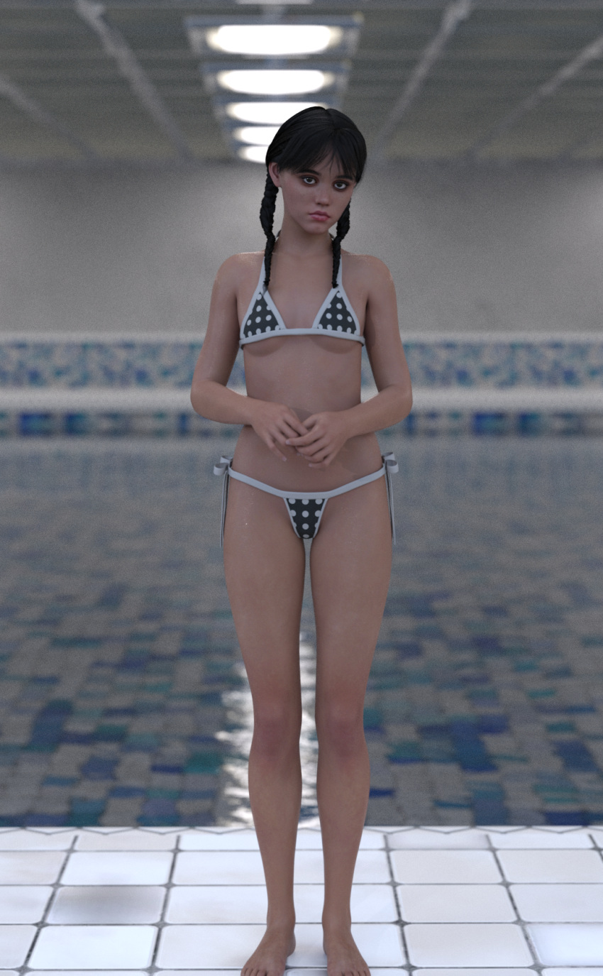 1girls 2023 3d 3d_(artwork) bikini black_hair black_hair_female blank_stare braided_hair braids celebrity cute daz3d daz_studio deerberrydaz female female_only full_body goth high_resolution pool real_person small_breasts solo swimming swimsuit the_addams_family wednesday_addams