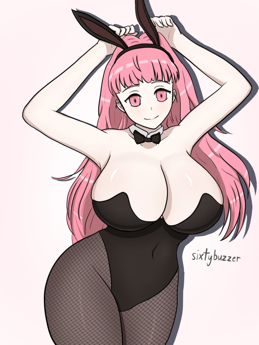 1girls alternate_costume armpits bare_shoulders breasts bunny_ears bunny_girl bunnysuit cleavage female female_only fire_emblem fire_emblem:_three_houses fishnet_legwear fishnets hilda_valentine_goneril hips huge_breasts leotard long_hair looking_at_viewer nintendo pantyhose pink_eyes pink_hair ponytail sixtybuzzer solo thick_thighs thighs wide_hips year_of_the_rabbit