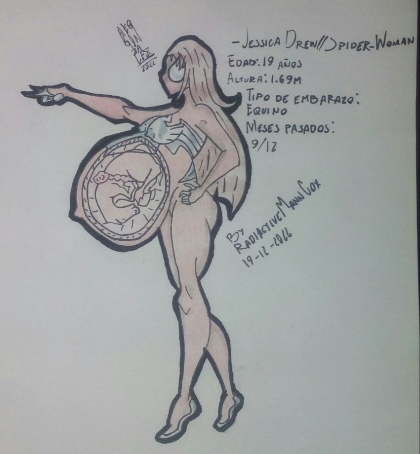 1animal 1girls 2022 bestiality_pregnancy bodysuit equine female feral fetus horse huge_belly human hyper_pregnancy interspecies interspecies_pregnancy jessica_drew light-skinned_female light_skin marvel outie_navel popped_navel pregnancy pregnant ready_for_more ready_to_fight ready_to_pop small_breasts spanish spanish_text spider-man_(series) spider-woman superheroine text tight_suit x-ray zoophilia