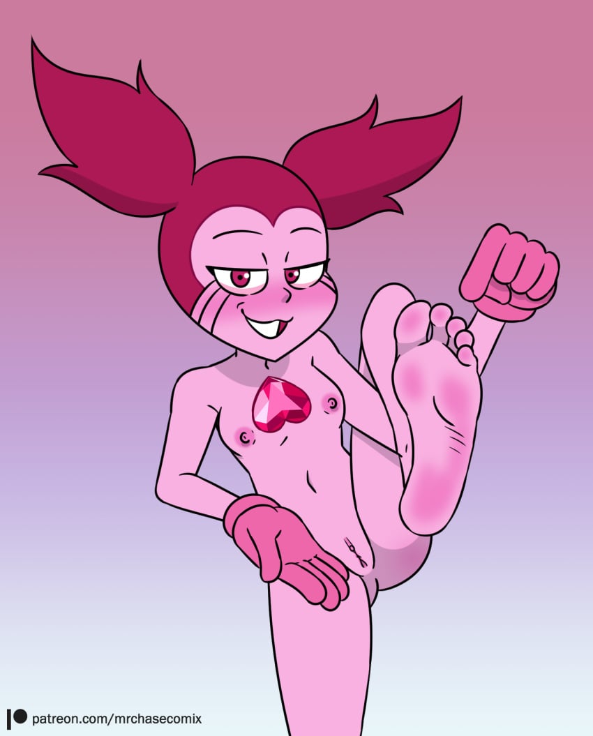 1girls barefoot chest_jewel clitoris eyes feet female_only foot_fetish foot_focus gem gem_(species) looking_at_viewer mr._chase_comix naked naked_female patreon patreon_logo patreon_url pink_eyes pink_gloves pussy soles solo solo_female spinel_(steven_universe) steven_universe toes