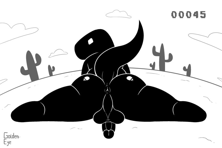 2020s 2023 20s anthro anus ass balls big_ass big_ass_(male) big_butt black_body black_scales bubble_ass bubble_butt buty cactus cloud dat_ass desert digital_drawing_(artwork) digital_media_(artwork) dinosaur dinosaur_(google_chrome) fat_ass fat_butt gameplay_mechanics genitals goldeneyensfw google google_chrome hi_res huge_ass huge_butt looking_at_viewer looking_back lying male male_only massive_ass massive_butt nude on_front on_ground penis plant plump_ass presenting presenting_anus presenting_hindquarters rear_view reptile scales scalie score solo spread_legs spreading theropod thick thick_ass thick_thighs tyrannosaurid tyrannosaurus tyrannosaurus_rex white_eyeshadow wide_hips