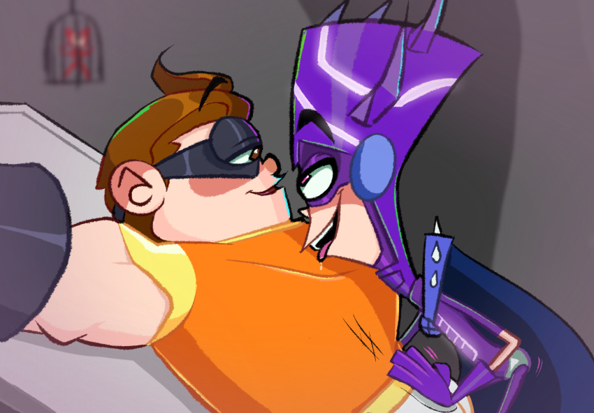 aged_up cage cave chum_chum copy_kitten fanboy_(character) fanboy_and_chum_chum gay muscular_male nickelodeon orange_costume purple_costume superhero tagme tied_up villain