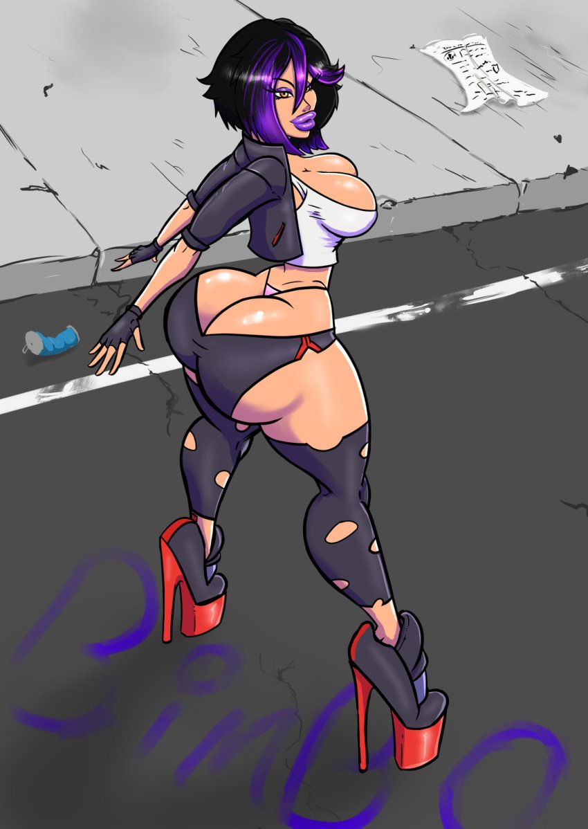 asian ass_cleavage ass_focus ass_window big_ass big_breasts big_hero_6 bimbo bimbo_lips boob_window bradtanker3 butt_crack clothed female female_only gogo_tomago high_heels marvel no_bra platform_heels sideass slanted_eyes very_high_heels