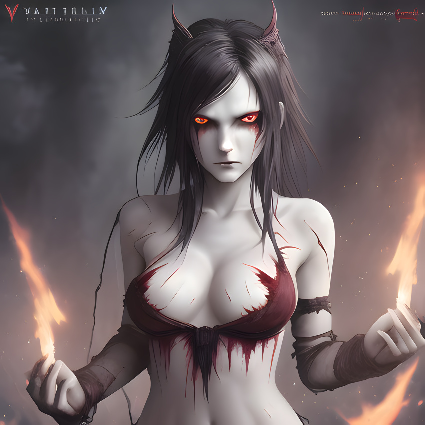 1girls ai_generated blood blush breasts ear eyes female flames hair messy navel panties pointy red ruins see-through see-through_panties skin small_breasts solo stable_diffusion underwear upscaled vampire waifu2x white_skin