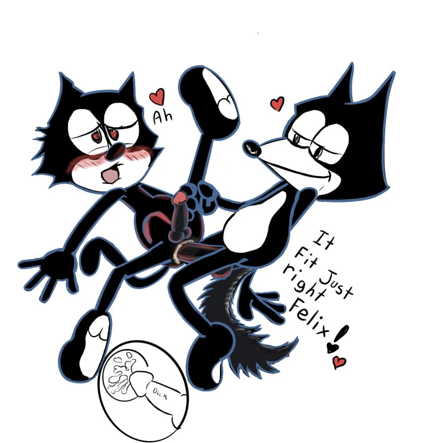 <3_eyes absurd_res anal anal_sex anthro blush blush_lines bodily_fluids canid canine cum cum_inside dialogue domestic_cat dreamworks duo ejaculation erection felid feline felis felix_the_cat felix_the_cat_(series) fox genital_fluids genitals heart hi_res looking_pleasured male male/male mammal negafelix orgasm_face penetration penile penile_penetration penis penis_in_ass sex smile