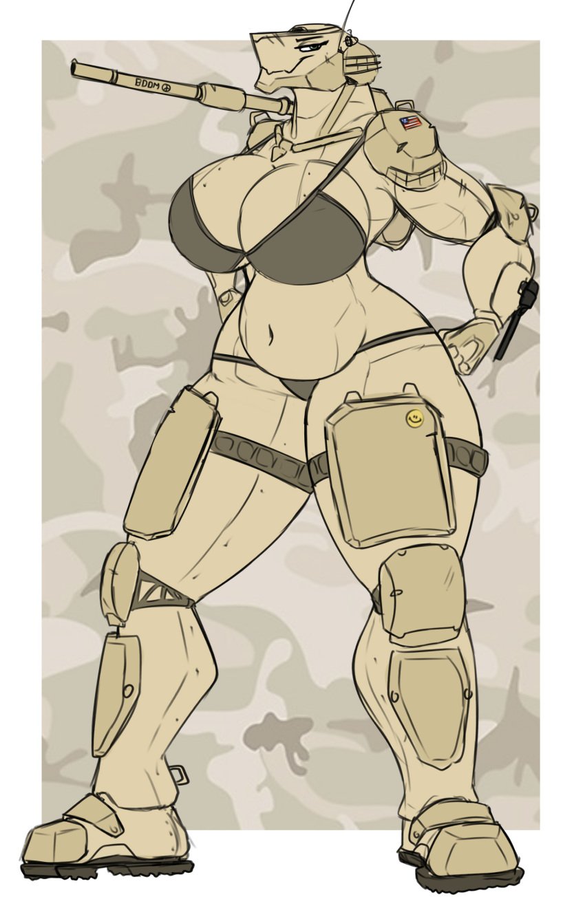 american_flag anthro areola big_breasts black_underwear breasts camo cannon desert female half-dressed humanoid living_machine living_tank m1a1 m1a1_abrams machine metalfoxxx ranged_weapon slightly_chubby solo tank tankmorph thick thick_thighs underwear vehicle weapon