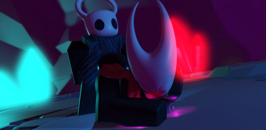 3d cave doggy_style front_view glowing hollow_knight hornet_(hollow_knight) insects inside moosty precum precum_drip protagonist_(hollow_knight) roblox robloxian self_upload tagme vaginal_penetration winking