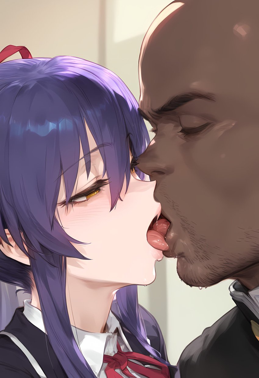 1boy 1boy1girl ai_generated aroused ass bastard big_ass big_butt blush breasts breathing butt cheating dark-skinned dark-skinned_male dark_skin date_a_live eyes female flipping focus frame girlfriend hair heavy human human_female indoors interracial large light-skinned_female light_skin lighting male male/female nakatori netorare ntr nude purple room school_uniform sneaky straight sweat sweatdrop thick_thighs thighs upper viewer yatogami_tohka