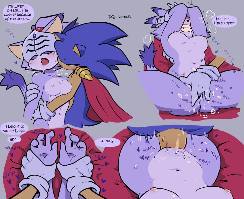 1boy 1girls anthro anthro_on_anthro armor blaze_the_cat embarrassed female fingering helmet_with_visor knight male male_anthro quavernsfw sega sir_percival_(sonic_and_the_black_knight) small_breasts sonic_(series) sonic_and_the_black_knight sonic_the_hedgehog sonic_the_hedgehog_(series) sweat