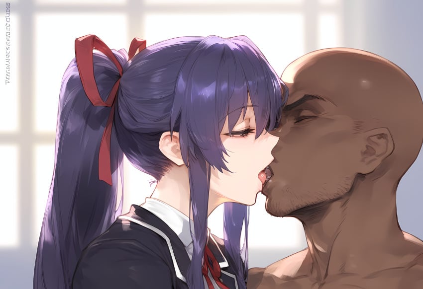 1boy 1boy1girl ai_generated aroused ass bastard big_ass big_butt blush breasts breathing butt cheating dark-skinned dark-skinned_male dark_skin date_a_live eyes female flipping focus frame girlfriend hair heavy human human_female indoors interracial large light-skinned_female light_skin lighting male male/female nakatori netorare ntr nude purple room school_uniform sneaky straight sweat sweatdrop thick_thighs thighs upper viewer yatogami_tohka