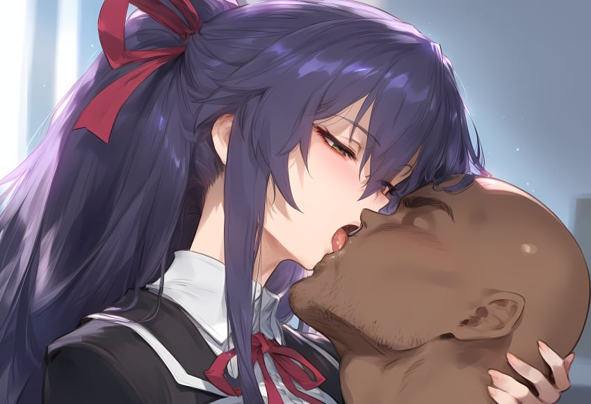1boy 1boy1girl ai_generated aroused ass bastard big_ass big_butt blush breasts breathing butt cheating dark-skinned dark-skinned_male dark_skin date_a_live eyes female flipping focus frame girlfriend hair heavy human human_female indoors interracial large light-skinned_female light_skin lighting male male/female nakatori netorare ntr nude purple room school_uniform sneaky straight sweat sweatdrop thick_thighs thighs upper viewer yatogami_tohka