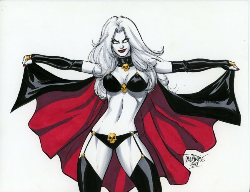 2023 big_breasts chaos_comics coffin_comics death_(personification) female female_only grim_reaper hi_res lady_death looking_at_viewer queen_of_the_dead scott_dalrymple seductive_look voluptuous_female white_body white_hair white_sclera