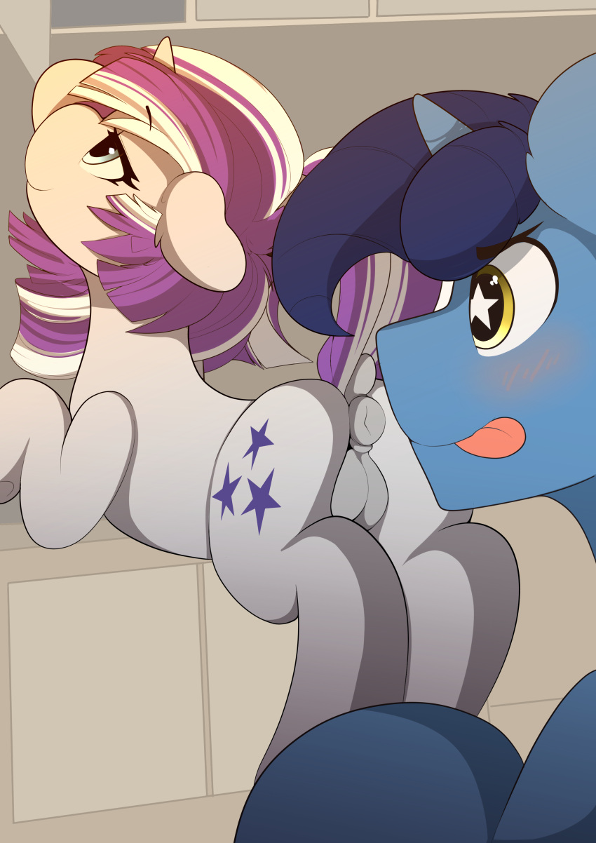 absurd_res anus colored equid equine female feral friendship_is_magic genitals hasbro hi_res horn husband_and_wife kribbles male mammal married_couple mature_female my_little_pony night_light_(mlp) pussy tongue tongue_out twilight_velvet_(mlp) unicorn