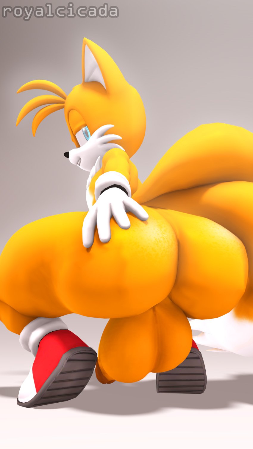 1boy 2_tails 3d 3d_(artwork) absurd_res anthro ass balls big_balls big_butt big_penis blue_eyes broly_culo bubble_butt butt_focus butt_pose canid canine clothing crouching digital_media_(artwork) dutch_angle femboy fox fur furry furry_only gay genitals gloves handwear hi_res looking_at_viewer looking_back male male_only mammal meme mostly_nude multi_tail narrowed_eyes nude penis pose presenting presenting_hindquarters royal_cicada seductive sega simple_background smile solo sonic_(series) sonic_the_hedgehog_(series) source_filmmaker tail tails thick_thighs video_games white_background wide_hips yaoi