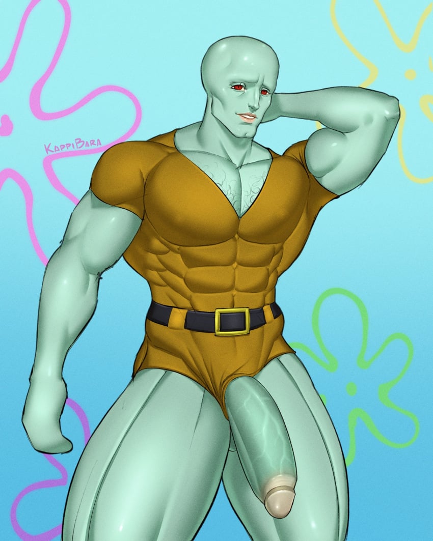 big_cock big_penis blue_skin boner cephalopod erect_penis erection hairy_chest handsome_squidward hard_on huge_cock huge_penis kappibara looking_at_viewer male male_only muscles muscular muscular_male nickelodeon octopodiform octopus penis_out smooth_skin spongebob_squarepants squidward_tentacles veiny_penis what