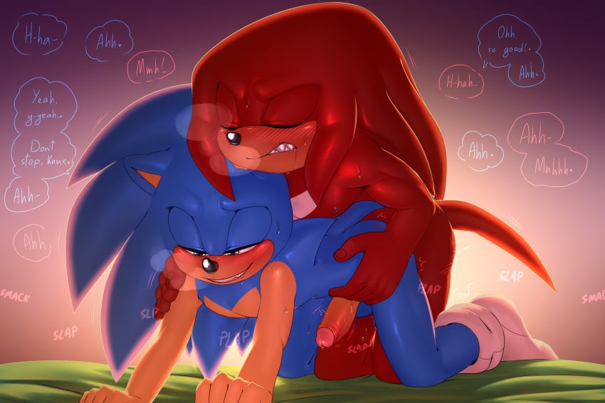 2023 5_fingers all_fours anal_juice anthro anthro_on_anthro anthro_penetrated anthro_penetrating anthro_penetrating_anthro black_nose black_pupils blue_body blue_fur blush bodily_fluids bouncing_penis clenched_teeth clothing doggy_style drooling duo echidna erection eulipotyphlan fingers fist footwear from_behind_position fur gay genitals glans green_eyes hedgehog hi_res humanoid_genitalia humanoid_hands humanoid_penis interspecies knuckles_the_echidna krazyelf male male/male male_only male_penetrated male_penetrating male_penetrating_male mammal moan monotreme motion_lines nipples penetration penis pink_glans pupils red_body red_fur red_nipples saliva sega sex sharp_teeth shoulder_grab socks sonic_(series) sonic_the_hedgehog sonic_the_hedgehog_(series) tan_body tan_fur tan_inner_ear tan_penis teeth thrusting white_body white_clothing white_footwear white_fur white_socks