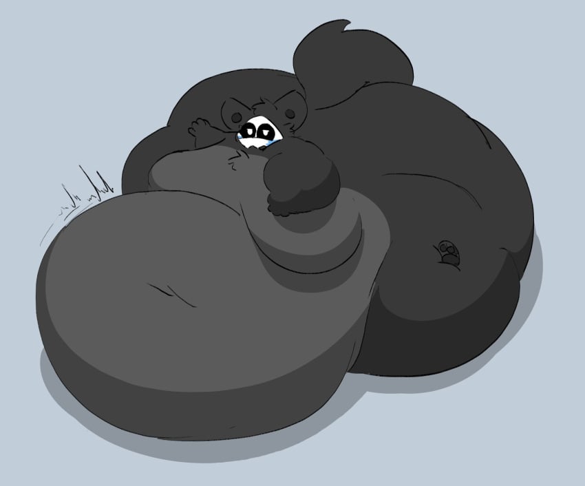 1boy anthro belly belly_button belly_on_ground belly_overhang big_belly big_moobs black_fur boxofblink bushy_tail canine changed_(video_game) chest_tuft cilic_(boxofblink) dark_latex fat fat_arms fat_folds fat_legs fat_man fat_rolls fur furry fuzzy glistening goo_creature hanging_belly hyper_fat immobile latex latex_creature male male_boobs male_only markings moobs morbidly_obese morbidly_obese_male obese obese_male oc on_ground overweight overweight_male pawpads paws skull skull_face solo tail thick_legs tired_eyes too_big_to_move weight_gain wolf