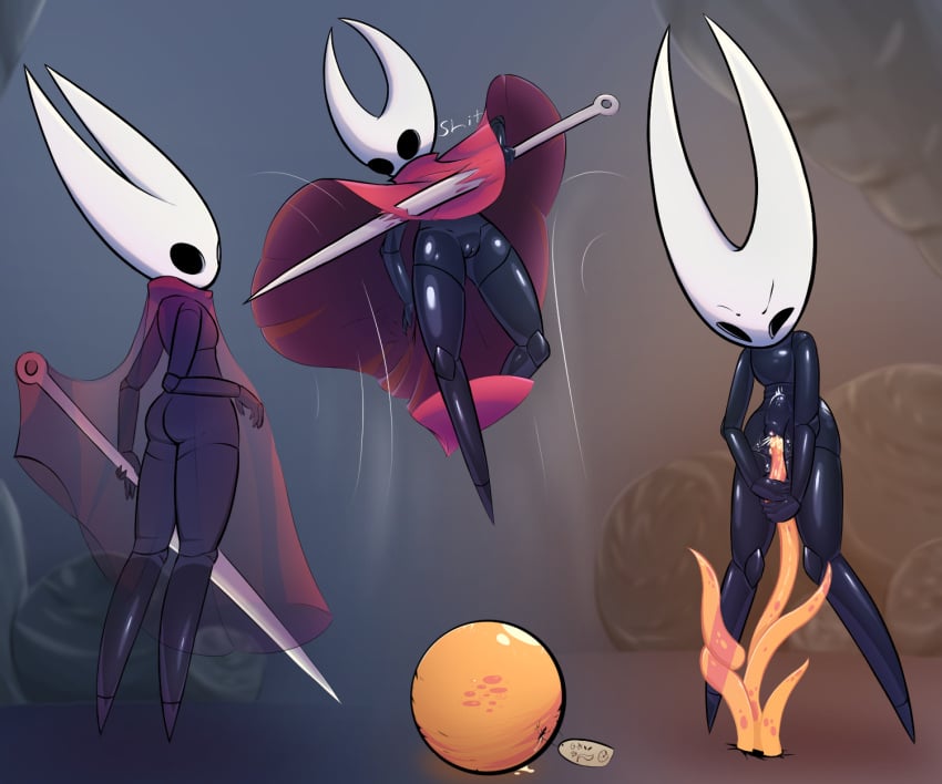 2023 arthropod black_body bodily_fluids bottomwear cape clitoris clothed clothing clothing_lift cum cum_inside english_text female flat_chested forced genital_fluids genitals glowing glowing_genitalia hi_res holding_object holding_weapon hollow_knight hornet_(hollow_knight) insects jellli penetration pussy pussy_juice rape red_cape sex shaded skirt skirt_lift solo standing stomach_bulge team_cherry tentacle tentacle_around_leg tentacle_grab tentacle_penetration tentacle_sex text translucent translucent_clothing upskirt wardrobe_malfunction weapon