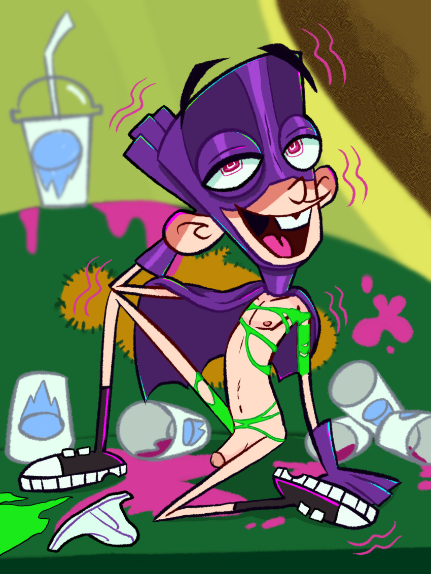 aged_up brainfreeze crazy_eyes fanboy_(character) fanboy_and_chum_chum male male_only naked_male nickelodeon purple_clothes ripped_clothing slushy solo_male