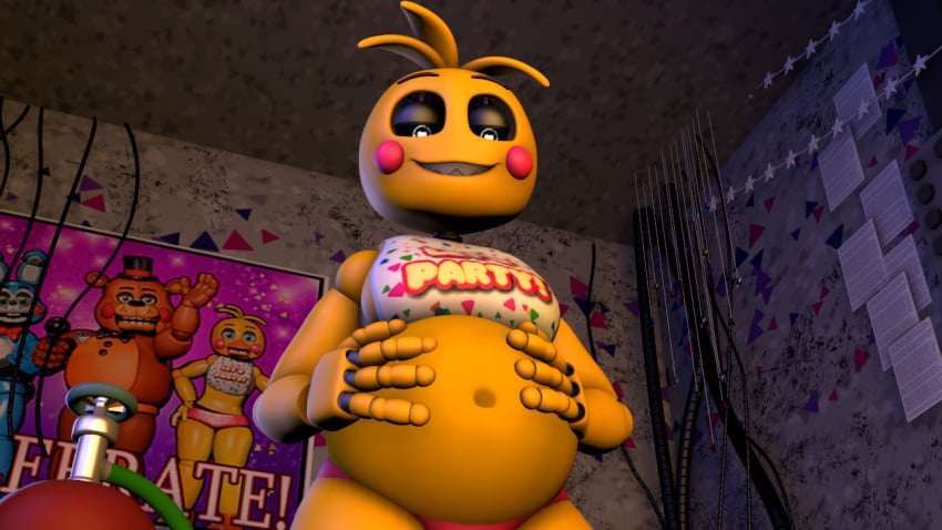 1girls 3d big_belly female five_nights_at_freddy's five_nights_at_freddy's_2 hyper hyper_belly inflated_belly inflation ryguy555 solo toy_chica_(fnaf) toy_chica_(love_taste)