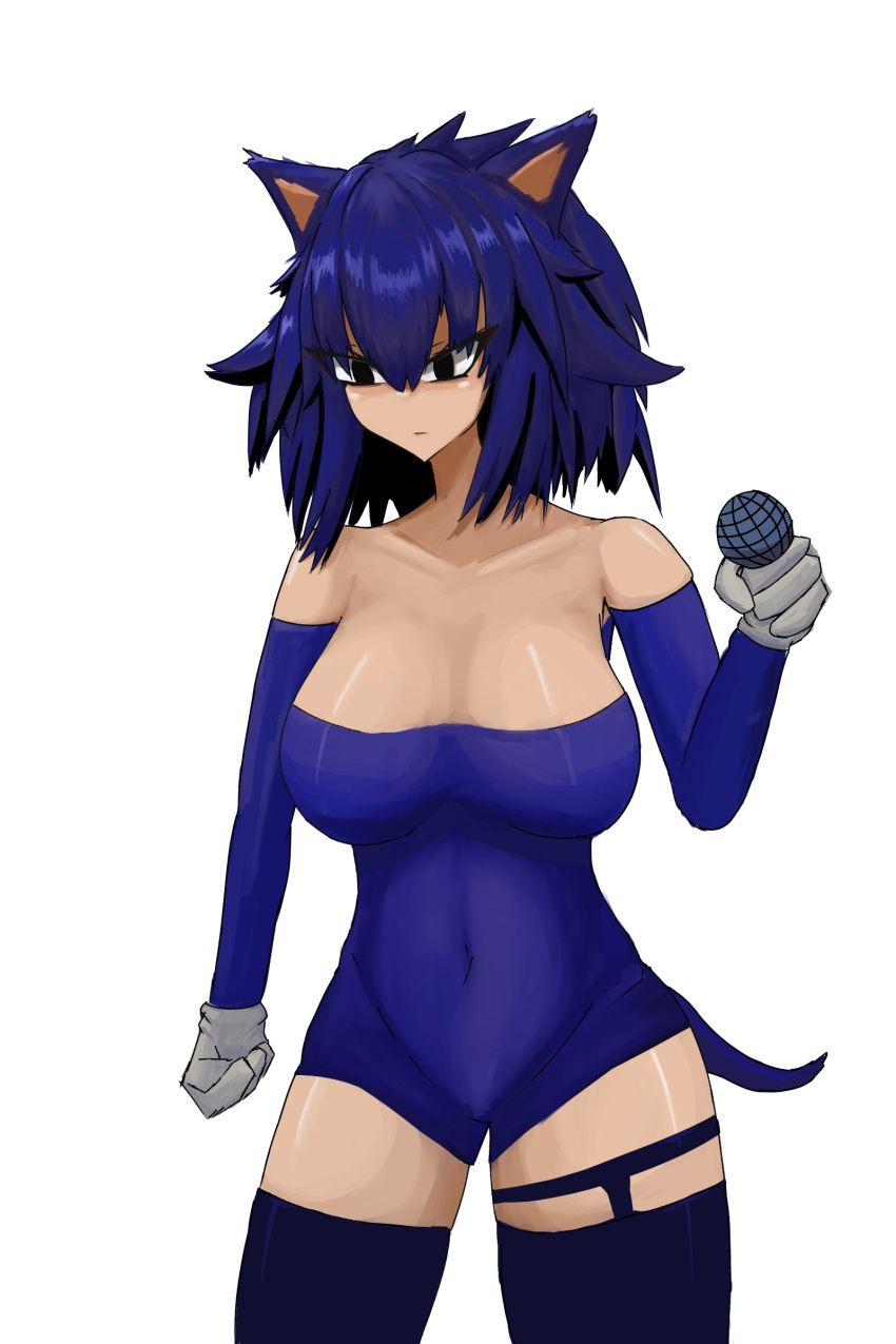 black_sclera blue_body blue_hair cat_ears exe_(revie) faker_(revie) female friday_night_funkin friday_night_funkin_mod gloves microphone short_hair sonic.exe tagme tail