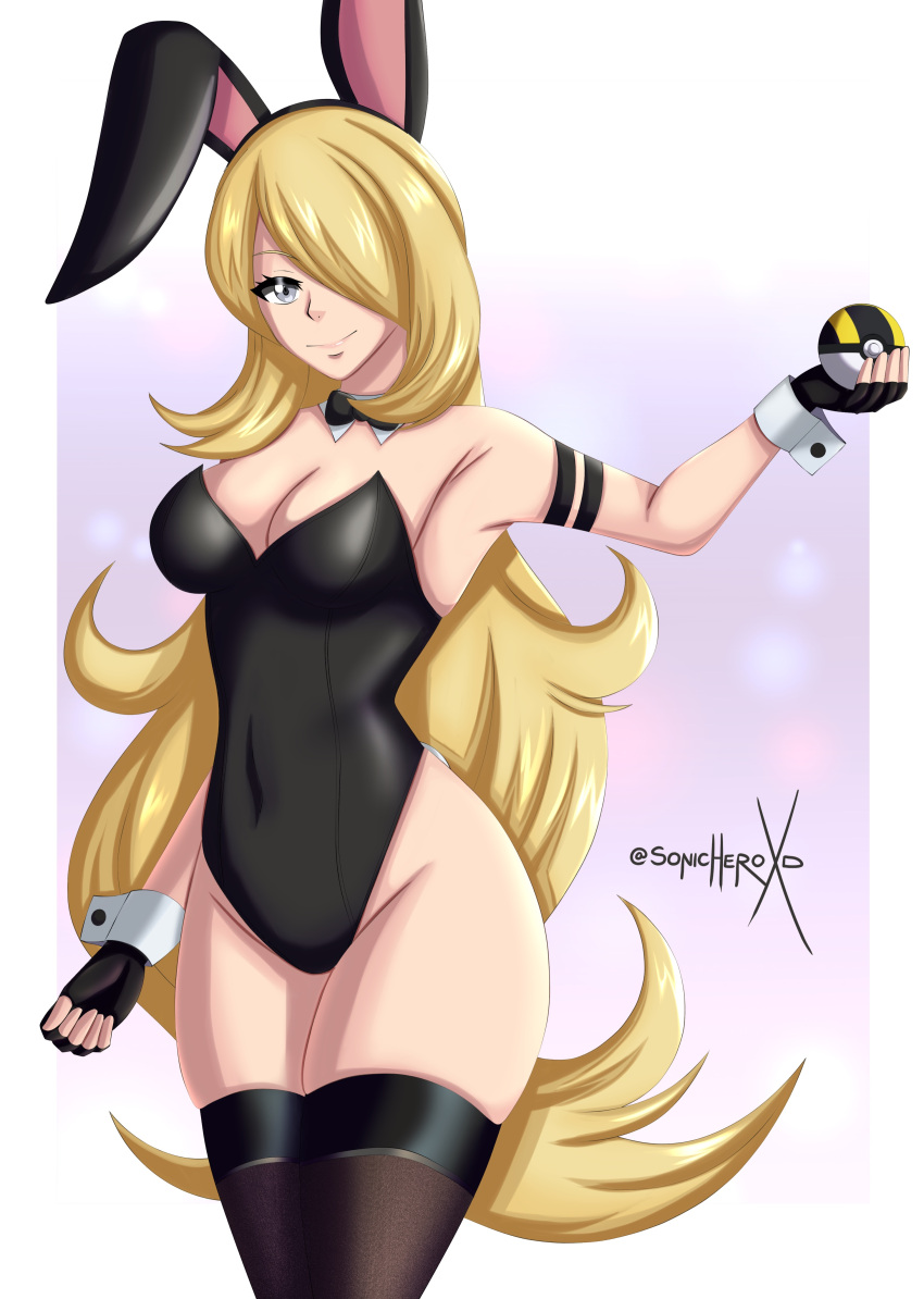 blonde_hair breasts cynthia_(pokemon) female female_only nintendo pokemon solo sonicheroxd tagme