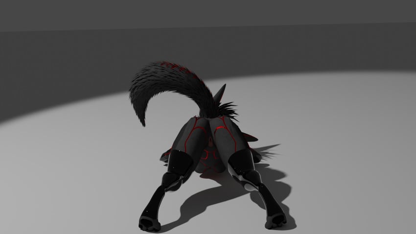 absurd_res anthro female genitals hi_res jack-o'_pose nickstarr66 pose pussy raised_tail rear_view rexouium solo tail