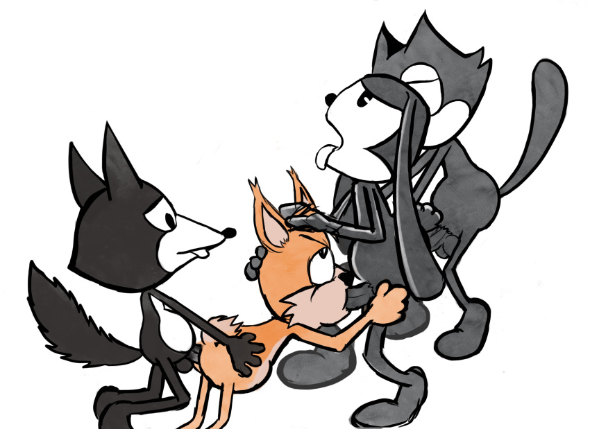 absurd_res anal anal_sex anthro ass balls bubsy bubsy_(series) canid canine disney domestic_cat dreamworks erection felid feline felis felix_the_cat felix_the_cat_(series) fellatio foursome fox from_behind_position gangbang group group_sex happy happy_sex hi_res kneeling kneeling_oral_position kneeling_sex lagomorph leporid m/m/m/m male male/male mammal negafelix open_mouth oral oswald_the_lucky_rabbit penetration penile penis rabbit raised_tail sex standing standing_sex tail tongue tongue_out