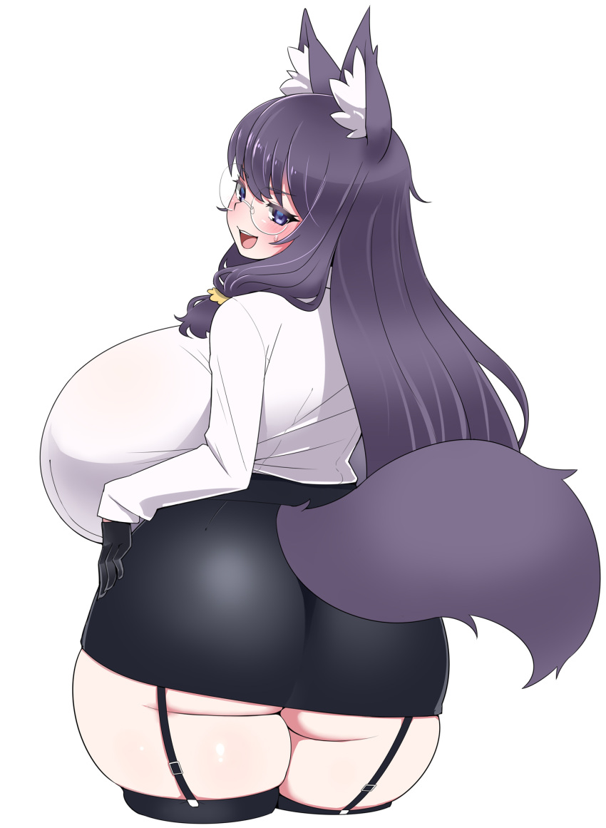 1girls big_ass big_breasts big_butt big_thighs fox_ears futon7979_(artist) futon_(artist) huge_ass huge_breasts huge_butt looking_at_viewer looking_back looking_back_at_viewer tail thick_thighs