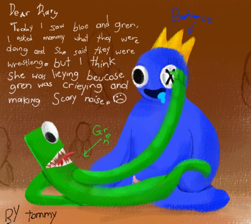 artist_request blind blue_(rainbow_friends) crown forced green_(rainbow_friends) long_arms monster monster_rape penis penis_out rainbow_friends rape roblox roblox_game source_request tagme