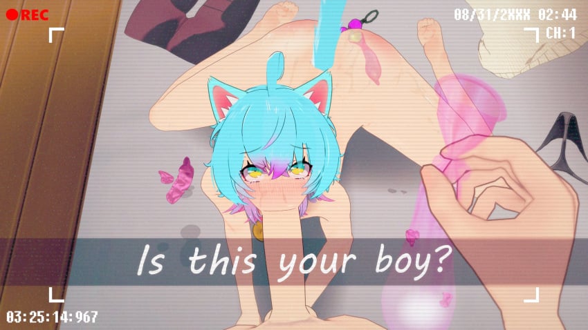 2boys anal_beads anal_beads_in_ass artist_request big_penis blowjob blue_hair blush catboy condom dominant_pov erection femboy femboysub filming gay indie_virtual_youtuber linechu male_pov maledom malesub multiple_condoms naked pov snapchat submissive sucking used_condom virtual_youtuber vtuber yaoi