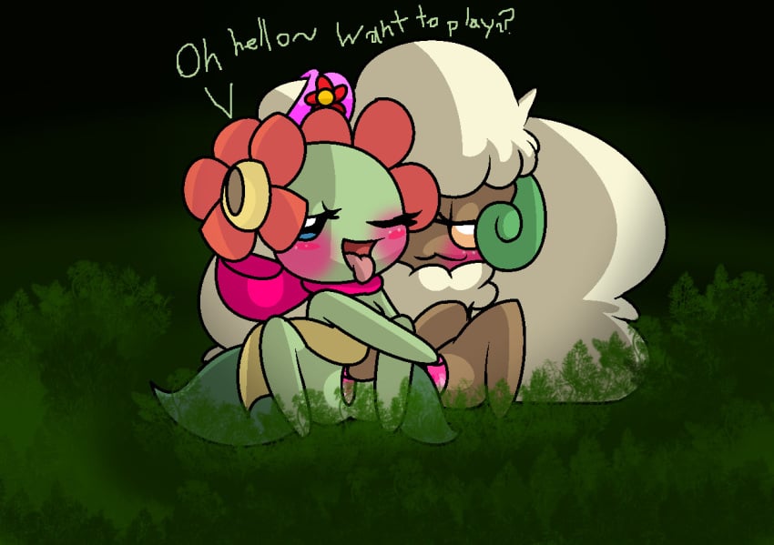 2girls bellossom multiple_girls pokémon_(species) pokemon pussy whimsicott yoshimister