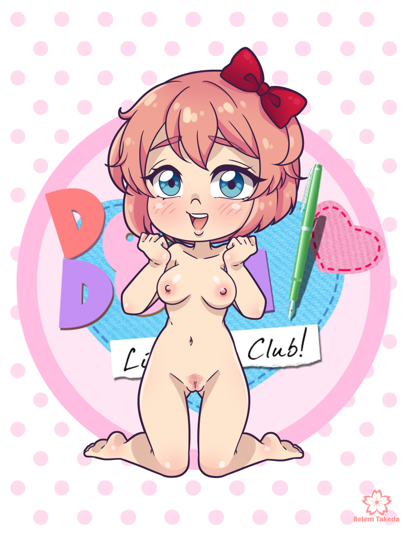 1girls adorable belem_takeda blue_eyes blush blush_lines bow breasts chibi completely_nude completely_nude_female cute doki_doki_literature_club female female_only full_body hairbow naked naked_female nipples nude nude_female nudity pubic_hair pussy red_bow red_hair_bow red_hairbow sayori_(doki_doki_literature_club) solo solo_female strawberry_blonde_hair