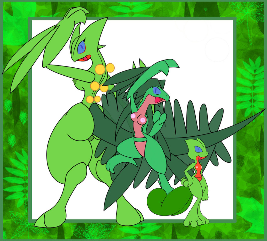 anthro anthro_only ass breasts furry gb_of_bs generation_3_pokemon grovyle jumping nintendo nipples pok&eacute;mon_(species) pokemon pokemon_(species) pokemon_rse scalie sceptile straight_hair treecko