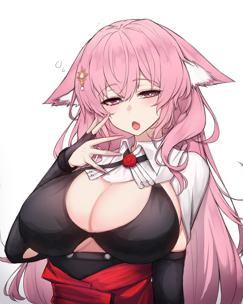 1girls animal_ear_fluff animal_ears arknights ascot big_breasts bikini bikini_top black_bra blush bra braid braided_hair breasts busty cleavage clothed clothed_female curvaceous curvy cute dress ears_down elbow_gloves female female_only giant_breasts gigantic_breasts hair_between_eyes hair_ornament half-closed_eyes huge_breasts large_breasts light-skinned_female light_skin long_hair looking_at_viewer looking_back massive_breasts nail_polish open_mouth pink_eyes pink_hair pink_nails pozyomka_(arknights) red_dress rikuguma seductive seductive_eyes seductive_gaze seductive_look seductive_mouth side_braid simple_background solo upper_body very_long_hair voluptuous white_background wolf_ears wolf_girl yawn yawning