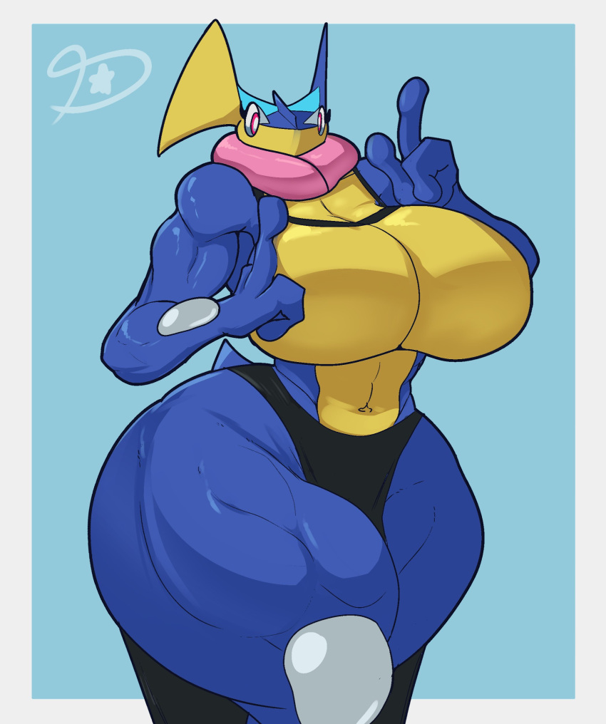 1girls 2023 absurd_res amphibian anthro anthro_only anthrofied bare_shoulders big_breasts blue_body breasts curvy_figure digital_media_(artwork) dreamerknights featureless_breasts female female_only frog generation_6_pokemon greninja hi_res hips huge_breasts huge_hips humanoid large_breasts muscular muscular_anthro muscular_female muscular_thighs navel nintendo pokémon_(species) pokemon pokemon_(species) pokemorph solo solo_female thick thick_thighs thighs voluptuous wide_hips