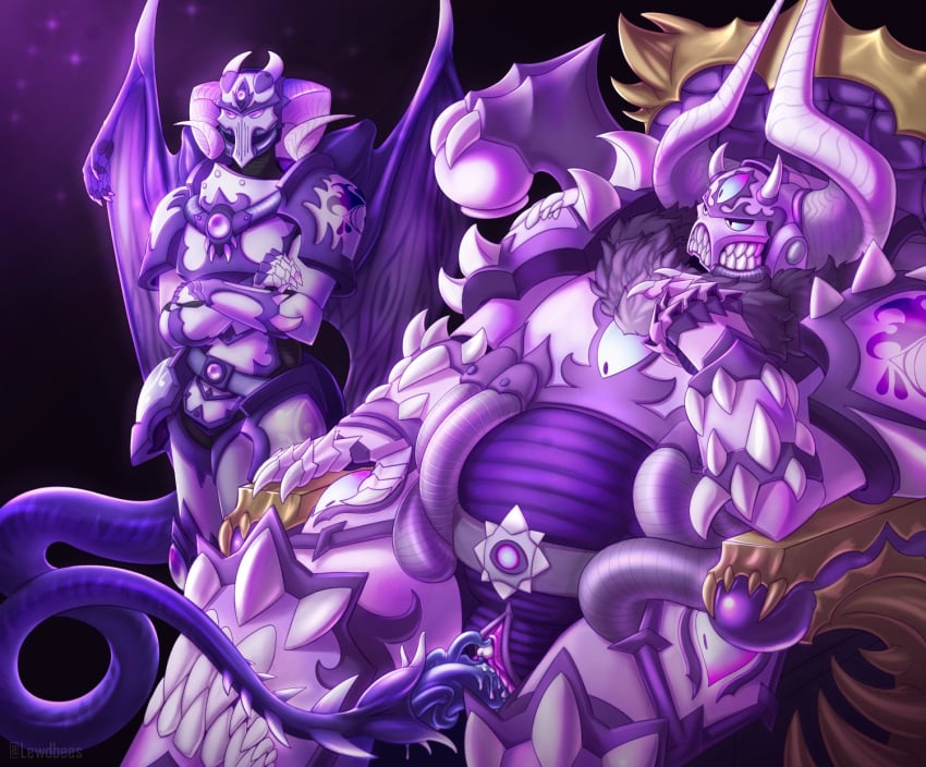 2boys armor chaos_(warhammer) chaos_space_marine clit_play clitoris cuntboy demon_cock duo duo_focus gay horns intersex lewdbees_(artist) male male_focus male_only monophallia penis penis_tail power_armor pussy sitting tail tail_penis tail_play vaginal_penetration warhammer_(franchise) warhammer_40k