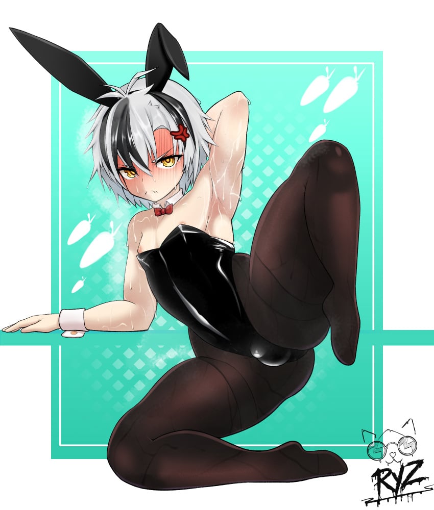 1boy androgynous angry angry_expression angry_eyes angry_face armpits arms_behind_back arms_up big_ass big_butt blush blush_lines blushing_at_viewer bulge bulge_through_clothing bunny_boy bunny_ears bunnysuit clothed clothing commission crossdressing crossdressing_male crotch_focus excessive_sweat eye_contact femboy girly masaru_suzuki nijisanji on_side otoko_no_ko otokonoko panties pantyhose pov pov_eye_contact presenting presenting_balls presenting_bulge ryz_ryz showing_armpits showing_ass solo solo_femboy solo_focus solo_male spread_legs suzuki_masaru sweat sweatdrop sweating sweaty_armpits sweaty_ass sweaty_balls sweaty_body sweaty_legs sweaty_thighs thick_ass thick_thighs trap virtual_youtuber watermark wet_clothes wide_hips