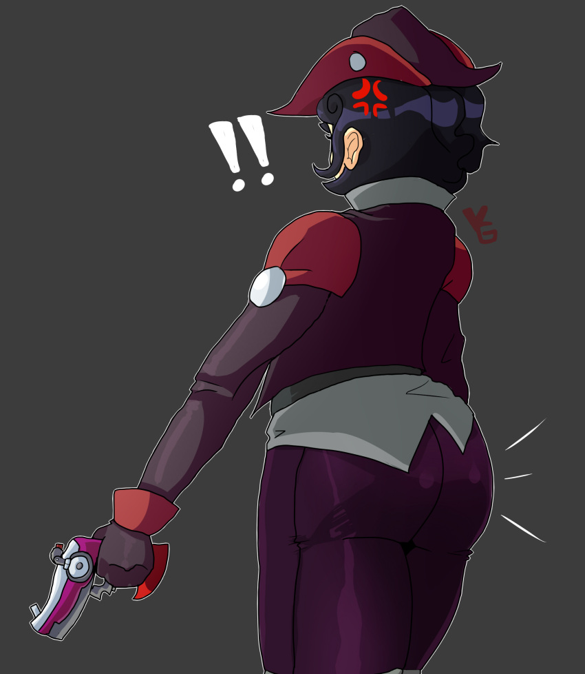 1girls angry_expression ass ass_focus back back_view behind behind_view big_ass black_hair brawlhalla clothed clothing diana_(brawlhalla) female female_focus female_only focus_on_ass girl hat short_hair tagme vel_ge video_game_character video_games weapon white_body