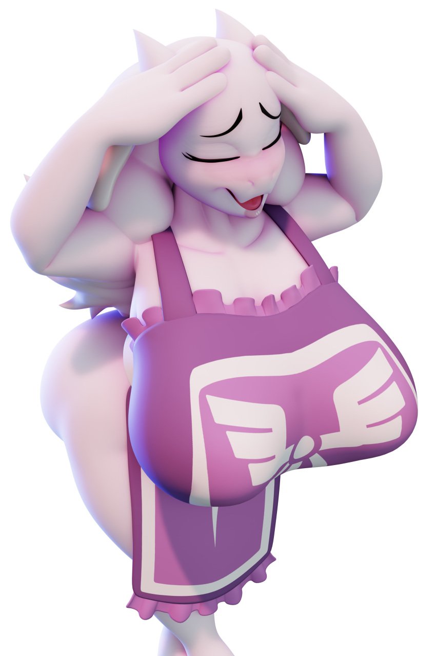 3d anthro apron big_ass big_breasts big_butt big_thighs blush breasts closed_eyes female fur furry furry_only hands_on_head horn horns huge_ass huge_breasts huge_butt huge_thighs hyper hyper_ass hyper_breasts junkron long_ears meme milf oops png purple_clothing smile smiling solo toriel tutori_(under(her)tail) under(her)tail undertale undertale_(series) white_body white_fur white_hair whoops