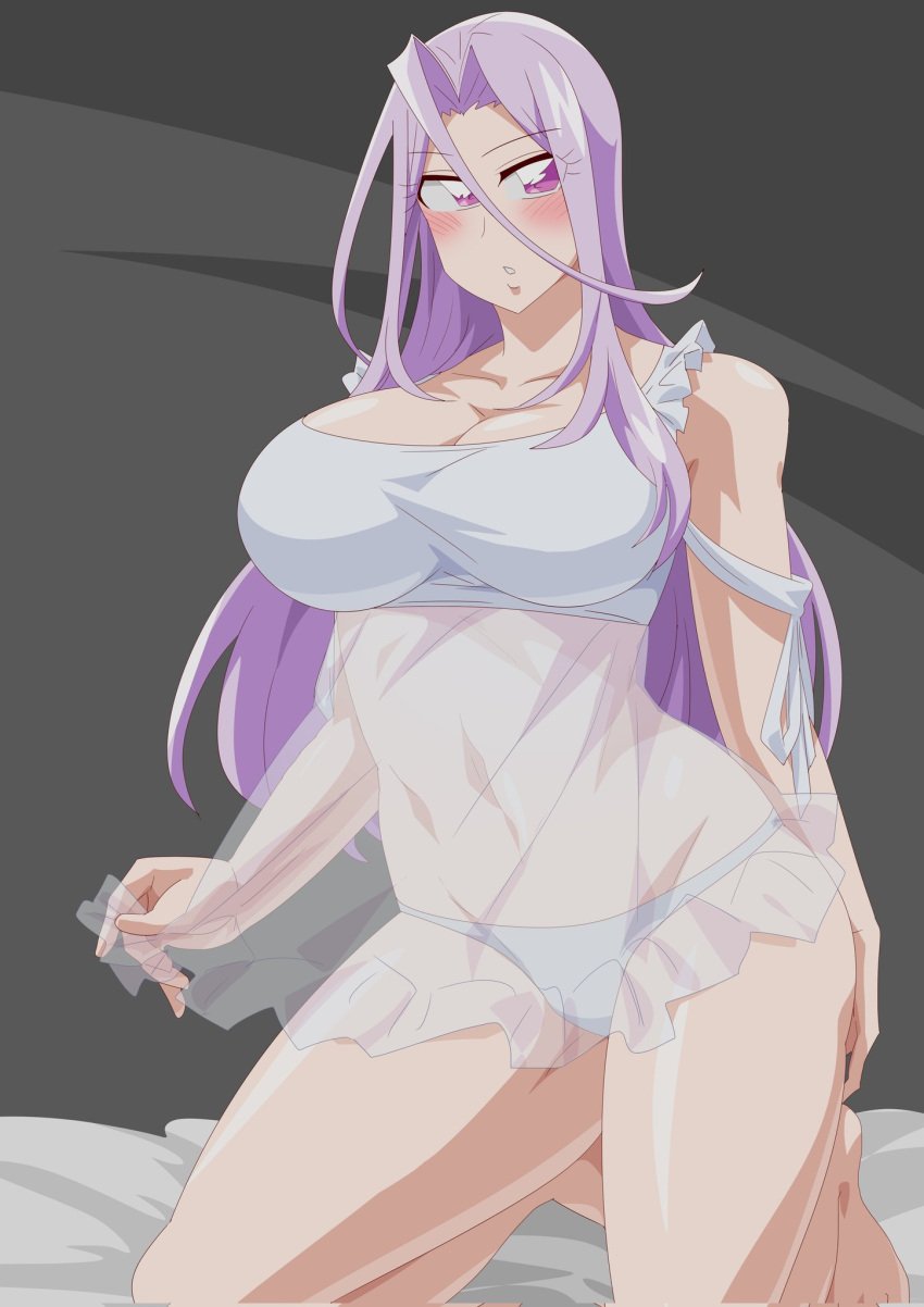 big_breasts fuuto_pi kamen_rider kamen_rider_w otokam1117 purple_eyes tokime transparent_clothing white_bra white_panties