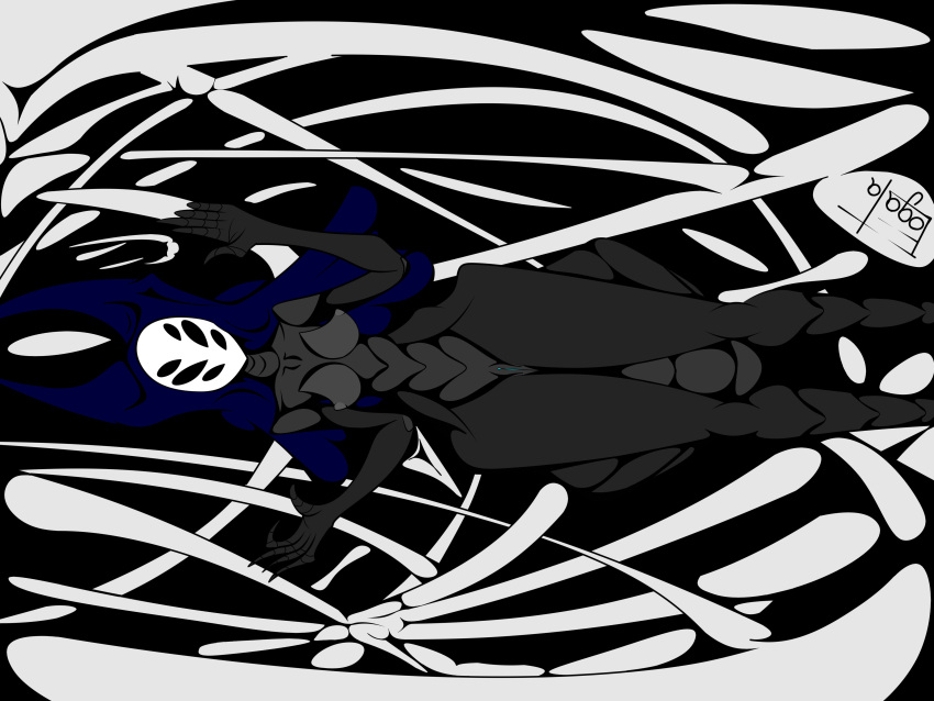 6_eyes absurd_res anthro black_background black_eyes breasts clothed clothing curvy_figure female female/female fogata genitals herrah hi_res hollow_knight mask multi_eye partially_clothed pussy silk simple_background solo spider_web team_cherry