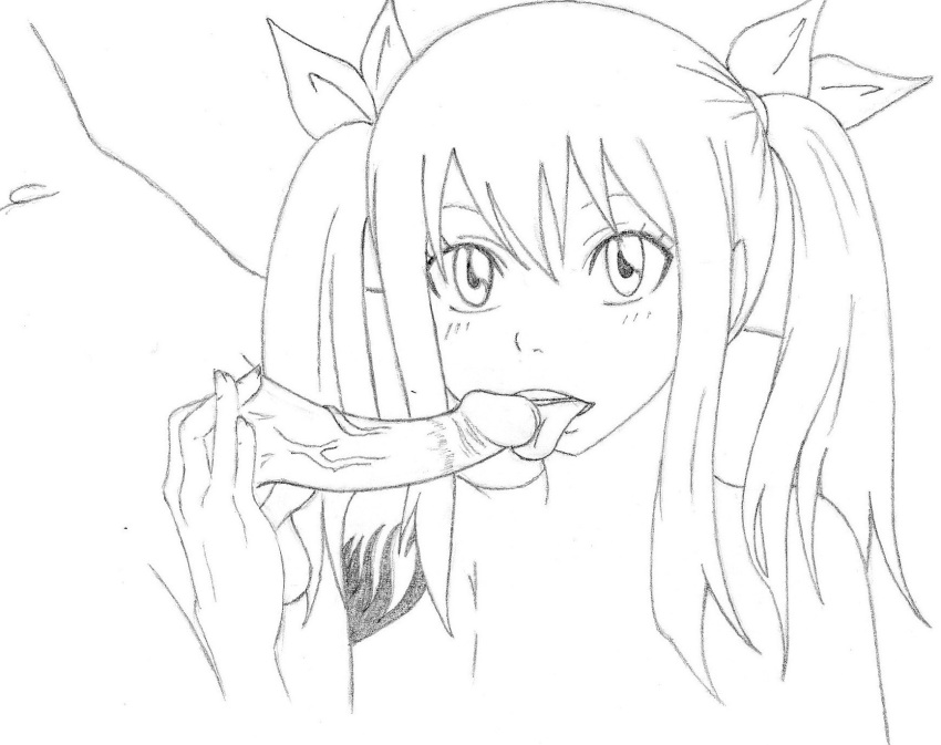 10s 1boy 1boy1girl 1girls 2010 artist_request fairy_tail female licking licking_penis long_hair looking_at_viewer monochrome nude nude_female nude_male pencil_artwork penis source_request twintails veiny veiny_penis wendy_marvell