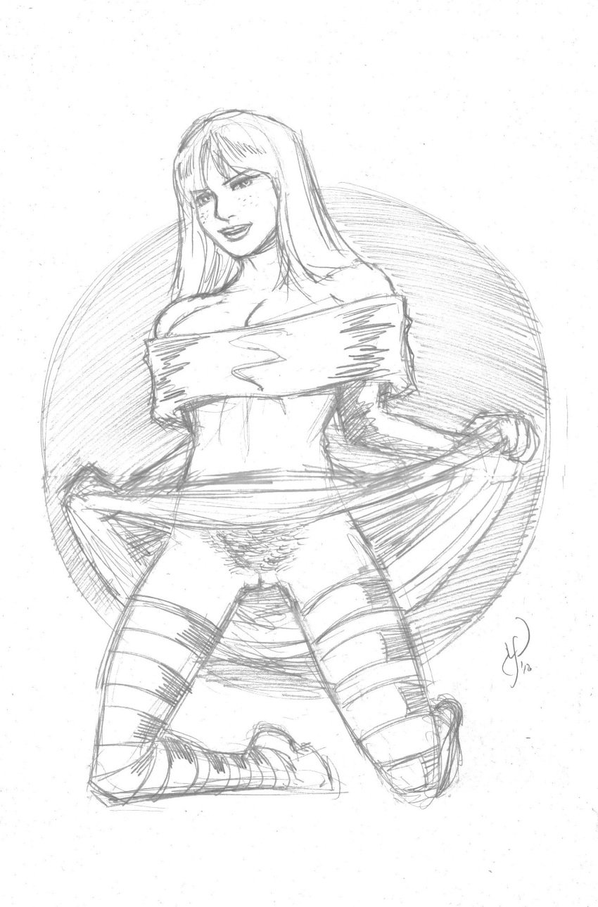 1girls alternate_version_available cyclone_(dc) dc dc_comics female female_only justice_society_of_america maxine_hunkel michael_powell monochrome solo tagme uncensored