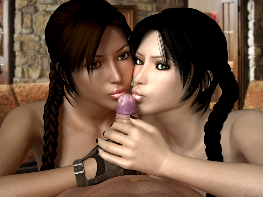 3d detomasso doppelganger doppelganger_(tomb_raider) female human lara_croft lara_croft_(classic) male straight threesome tomb_raider