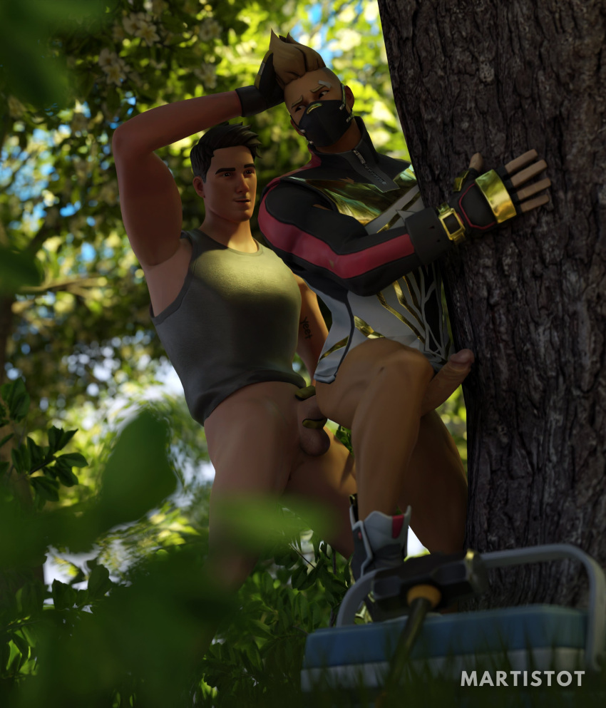 2boys 3d against_tree anal anal_sex drift_(fortnite) epic_games fortnite gay lazarbeam male/male male_only martistot tree